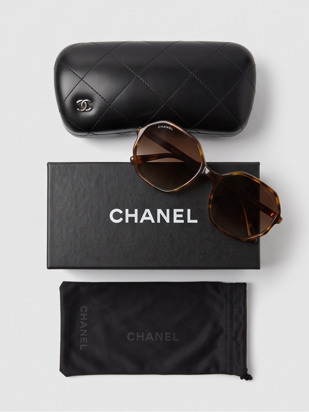 CHANEL Brown Tortoiseshell Oversized Sunglasses 5345A